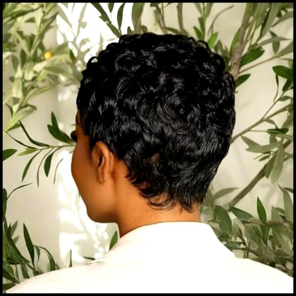 Short Pixie Cut Wig Human Hair Curly Wave Layered Natural Style Glueless main image 6